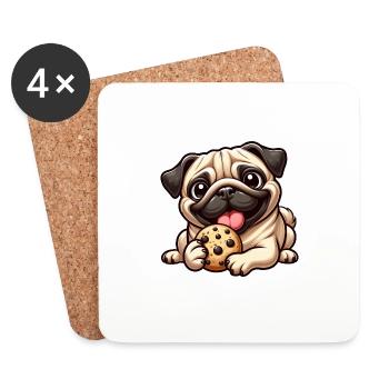 Süßer Mops Keks Cartoon Dessert Nachtisch - Untersetzer (4er-Set) - Weiß - Vorne