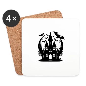 Étrange chauve-souris magique Maison hantée Halloween - Dessous de verre (lot de 4) - blanc - Devant