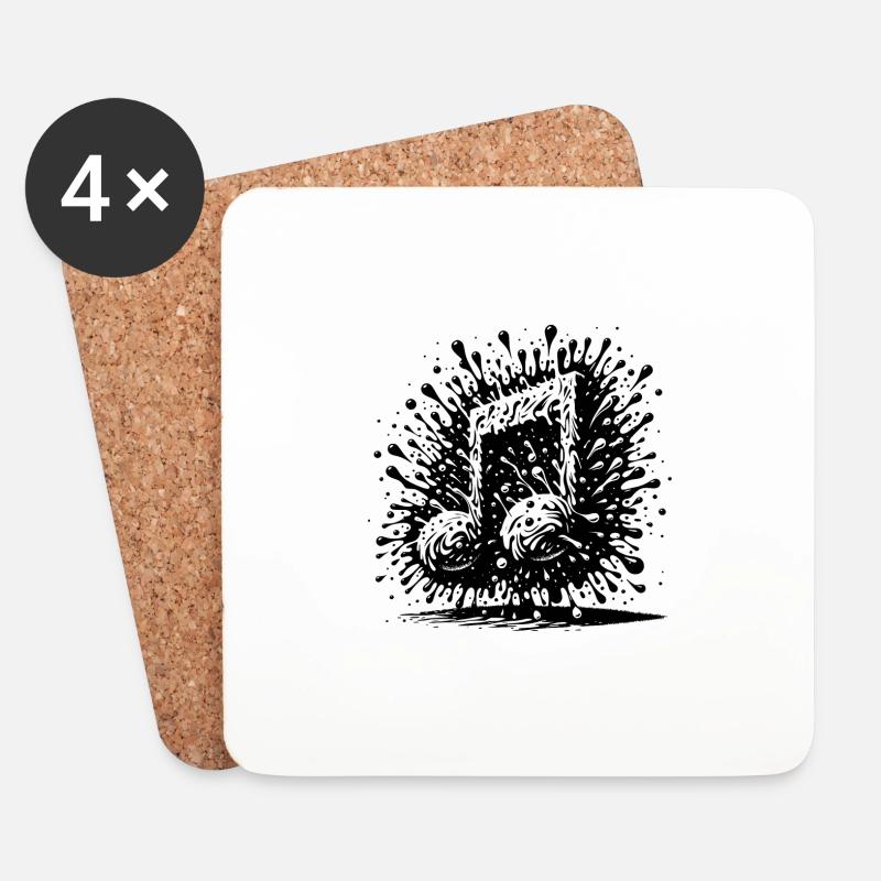 Schwebende Splash Musik Note Tattoo Style - Untersetzer (4er-Set) - Weiß