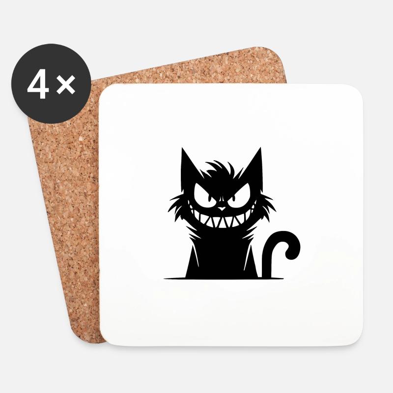 Gemeine hinterlistige Katze mit irrem Blick - Untersetzer (4er-Set) - Weiß
