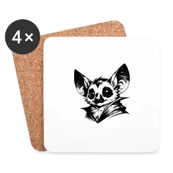 Creepy mignon chauve-souris bébé crayon croquis - Dessous de verre (lot de 4) - blanc - Devant