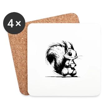Aufgewecktes Baby Eichhörnchen mit Kaffee - Untersetzer (4er-Set) - Weiß - Vorne