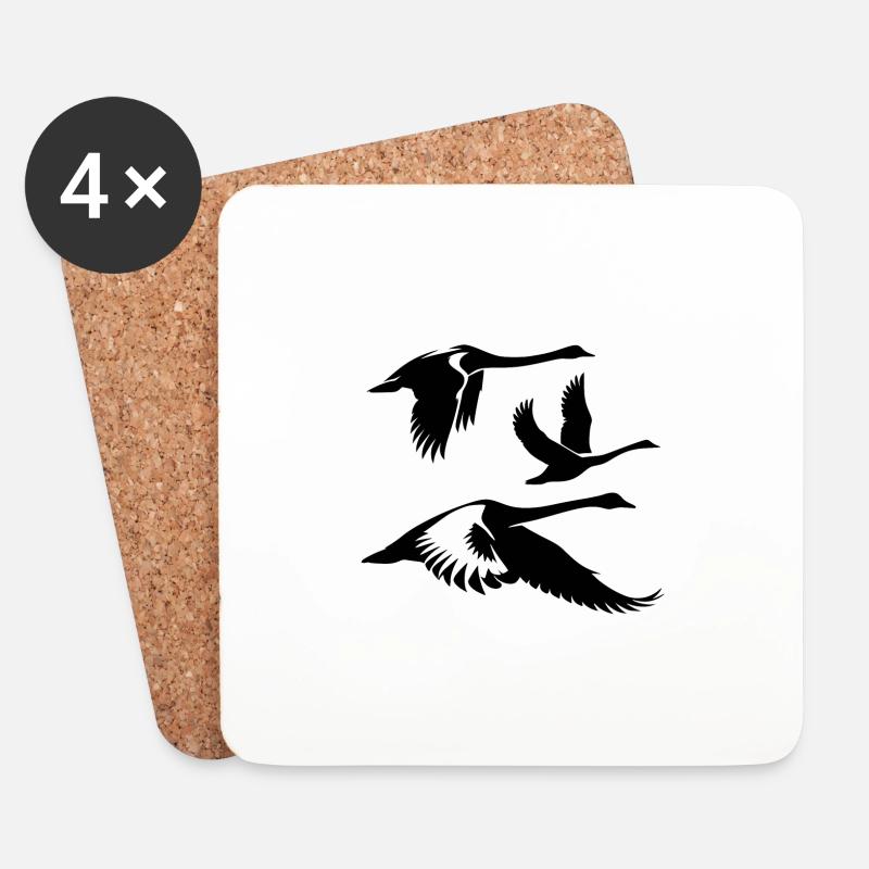 Fliegende Singschwäne Gruppe - Untersetzer (4er-Set) - Weiß