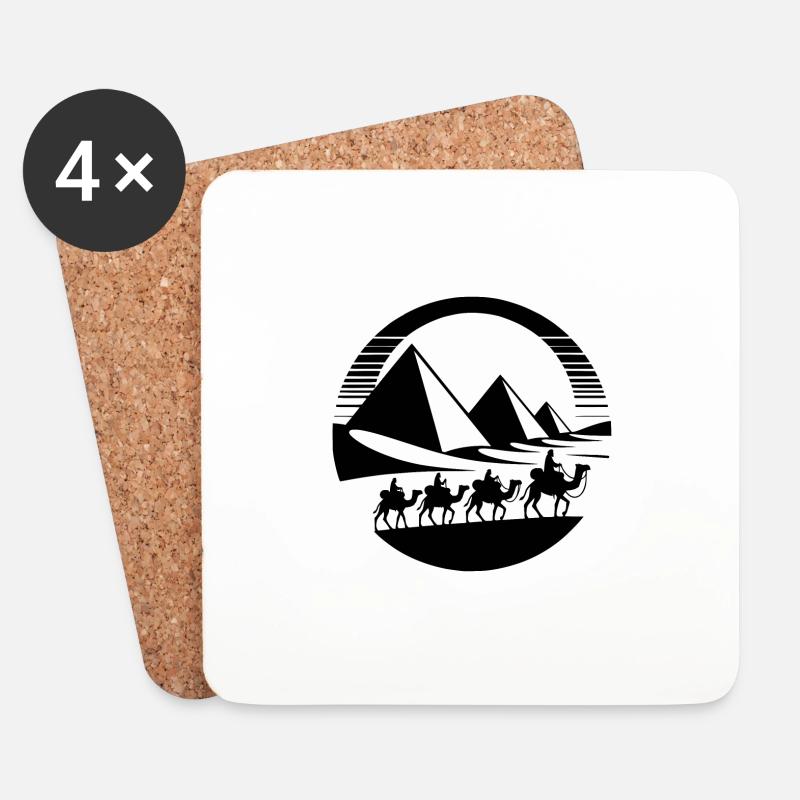 Ägyptische Silhouette Pyramiden und Kamelkarawane - Untersetzer (4er-Set) - Weiß