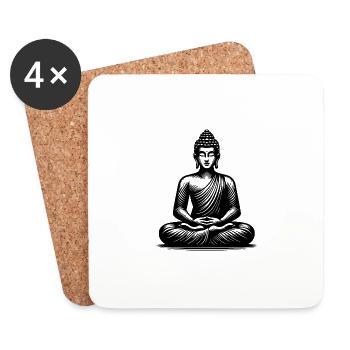 Yoga Buddha Erleuchtung Meditation Tattoo Style - Untersetzer (4er-Set) - Weiß - Vorne