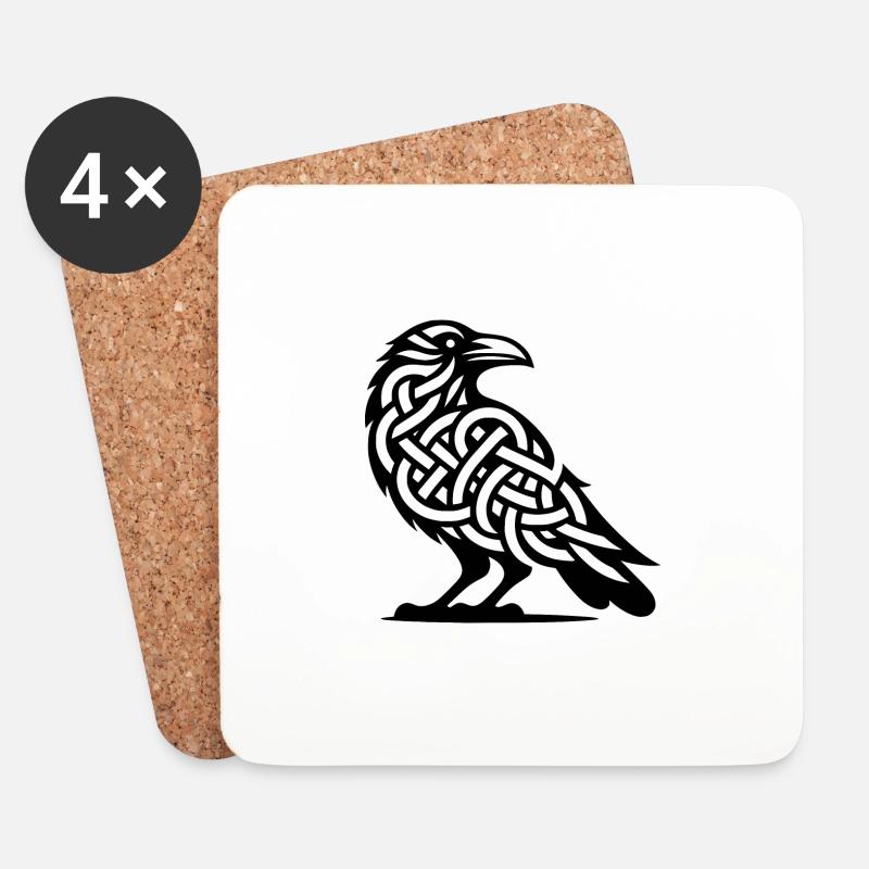 Wilder Krähen Vogel Keltischen Tattoo Knoten Style - Untersetzer (4er-Set) - Weiß