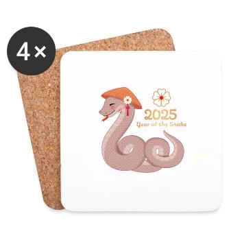 Année du Serpent 2025 - Dessous de verre (lot de 4) - blanc - Devant