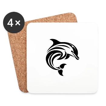Tatouage tribal de dauphin sous forme de balancement - Dessous de verre (lot de 4) - blanc - Devant
