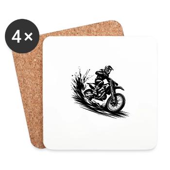 Energetic Motocross Illustration Drawing - Coasters (set of 4) - white - Front