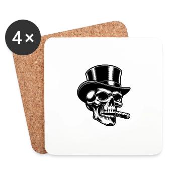 Krasses Zylinder Schädel Design mit rauchiger Note - Untersetzer (4er-Set) - Weiß - Vorne