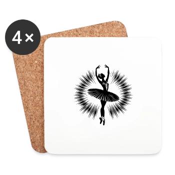 Ästhetische Tanzillustration einer Ballerina - Untersetzer (4er-Set) - Weiß - Vorne