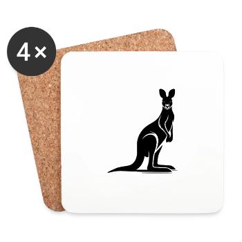 Wild animal silhouette with typical kangaroo pose - Coasters (set of 4) - white - Front