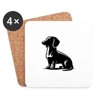 Treuer Dackel stilvolle Jagdhund Hundesilhouette - Untersetzer (4er-Set) - Weiß - Vorne