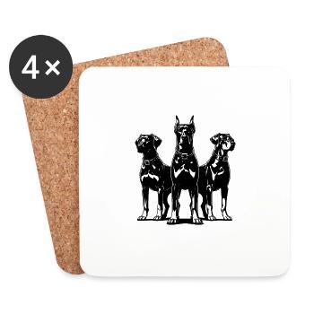 Three elegant vigilant guard dogs on post - Coasters (set of 4) - white - Front