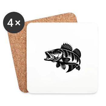 Naturgetreuer Raubfisch Vintager Barsch für Angler - Untersetzer (4er-Set) - Weiß - Vorne
