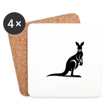 Silhouette of a graceful kangaroo - Coasters (set of 4) - white - Front