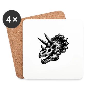 Triceratops - Dinosaur Head Sketch - Coasters (set of 4) - white - Front