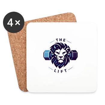 The Lion’s Lift: Minimalist Zodiac Gym Graphic - Untersetzer (4er-Set) - Weiß - Vorne