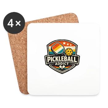 pickleball-addict-retro-funny-pickleball-shirt - Dessous de verre (lot de 4) - blanc - Devant