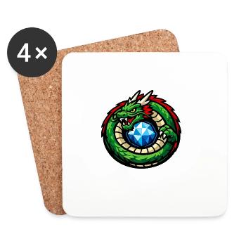 Green Dragon with Diamond - Coasters (set of 4) - white - Front