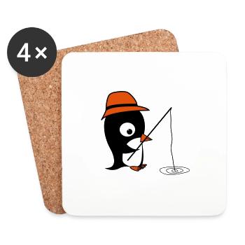 Penguin on angling - Coasters (set of 4) - white - Front