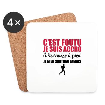 c'est foutu je suis accro a la course à pied - Dessous de verre (lot de 4) - blanc - Devant