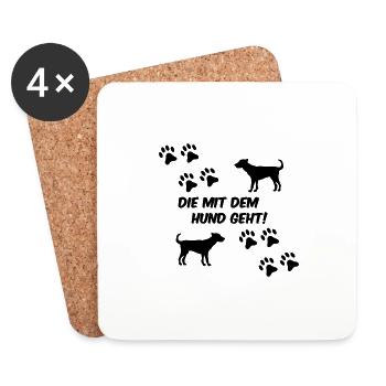 die mit dem hund geht 01 - Untersetzer (4er-Set) - Weiß - Vorne