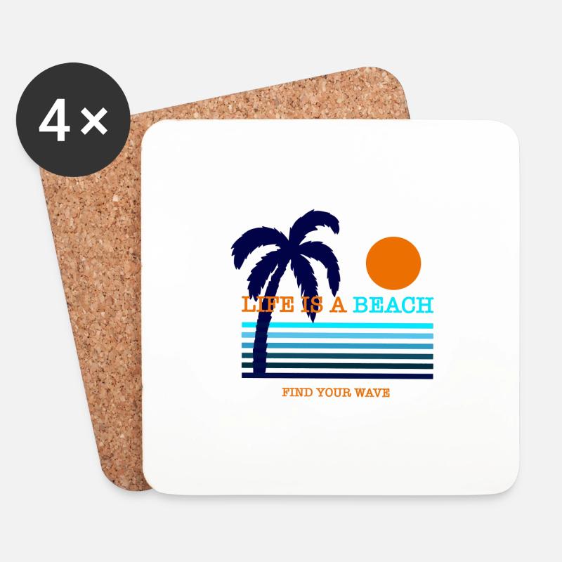 Life is a beach, find your wave - Untersetzer (4er-Set) - Weiß