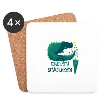 dinoschulkind,dinosaurier,endlich schulkind - Untersetzer (4er-Set) - Weiß - Vorne