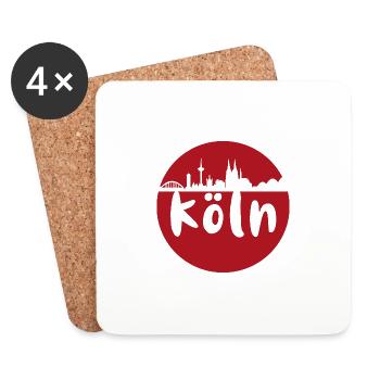 köln,kreis,scherenschnitt, skyline,rot - Untersetzer (4er-Set) - Weiß - Vorne