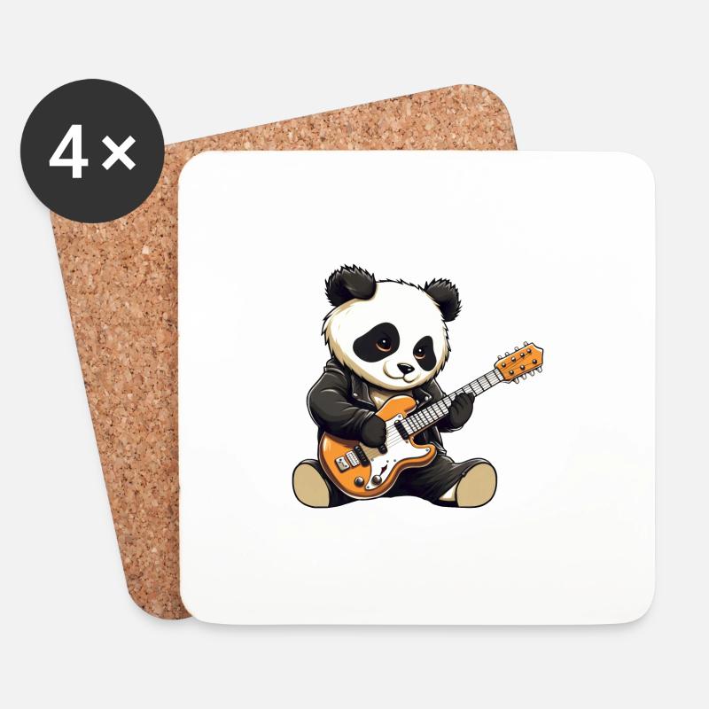 Cooler Panda-Gitarrist und Rocker - Untersetzer (4er-Set) - Weiß