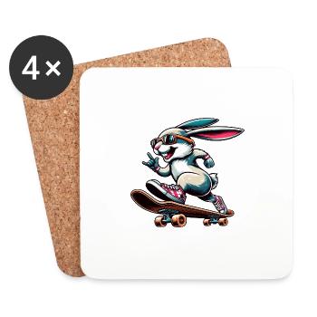 Cooler Skateboarder Osterhase Design - Untersetzer (4er-Set) - Weiß - Vorne