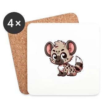 Cute Hyena Comic Cartoon Design - Coasters (set of 4) - white - Front