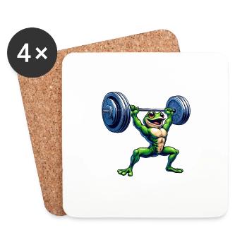 Entraînement de fitness avec haltères d’haltérophilie grenouille - Dessous de verre (lot de 4) - blanc - Devant