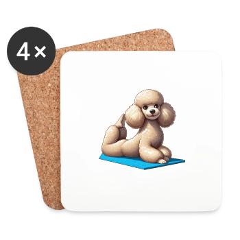 Gymnastique de yoga caniche chien - Dessous de verre (lot de 4) - blanc - Devant