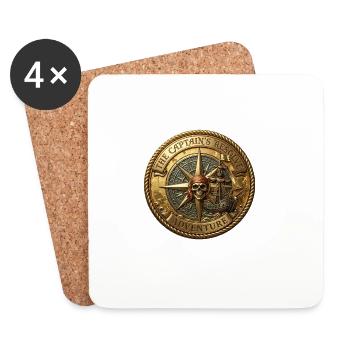 "Vintage Antique Pirate Coin"). - Coasters (set of 4) - white - Front