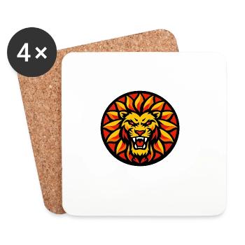 Feuerlöwe Sonnenkreis Emblem - Untersetzer (4er-Set) - Weiß - Vorne