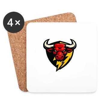 Roter Bullenblitz Schild - Untersetzer (4er-Set) - Weiß - Vorne
