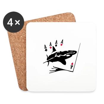 carte poker requin 3 - Dessous de verre (lot de 4) - blanc - Devant
