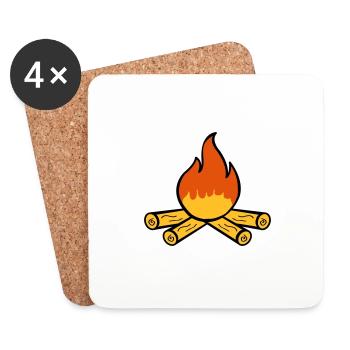 feu de camp - Dessous de verre (lot de 4) - blanc - Devant