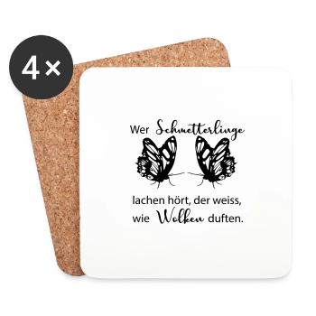 Wer Schmetterlinge lachen hört, der weiss, ... - Untersetzer (4er-Set) - Weiß - Vorne