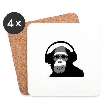 sourire de singe - Dessous de verre (lot de 4) - blanc - Devant