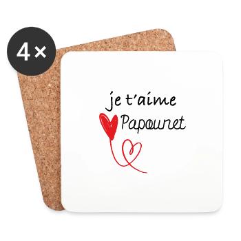 Je t'aime papounet - Dessous de verre (lot de 4) - blanc - Devant