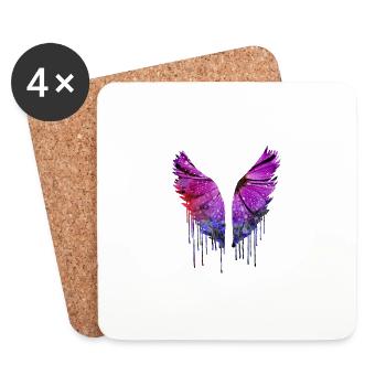 angelwings,flügel,aquarell,bunt,engelsflügel,blume - Untersetzer (4er-Set) - Weiß - Vorne