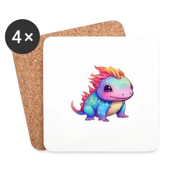 Rainbow Spell - Le mignon Axolotl - Dessous de verre (lot de 4) - blanc - Devant