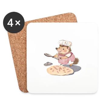 Joyeux Hedgehog Baker : Délices sincères - Dessous de verre (lot de 4) - blanc - Devant