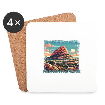 Enchanted Rock Texas Grunge Mountains - Coasters (set of 4) - white - Front