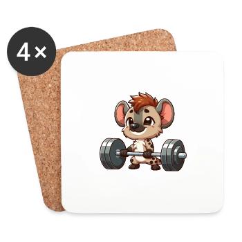 Strong hyena in weightlifting - Coasters (set of 4) - white - Front