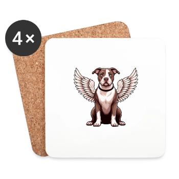 Pitbull Ange avec Ailes Chien Ciel - Dessous de verre (lot de 4) - blanc - Devant