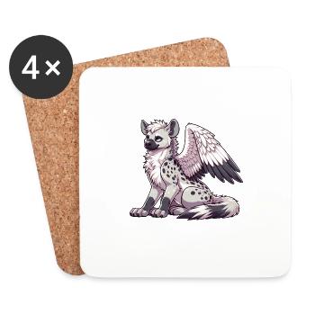 Hyena Angel Cartoon Cute - Coasters (set of 4) - white - Front